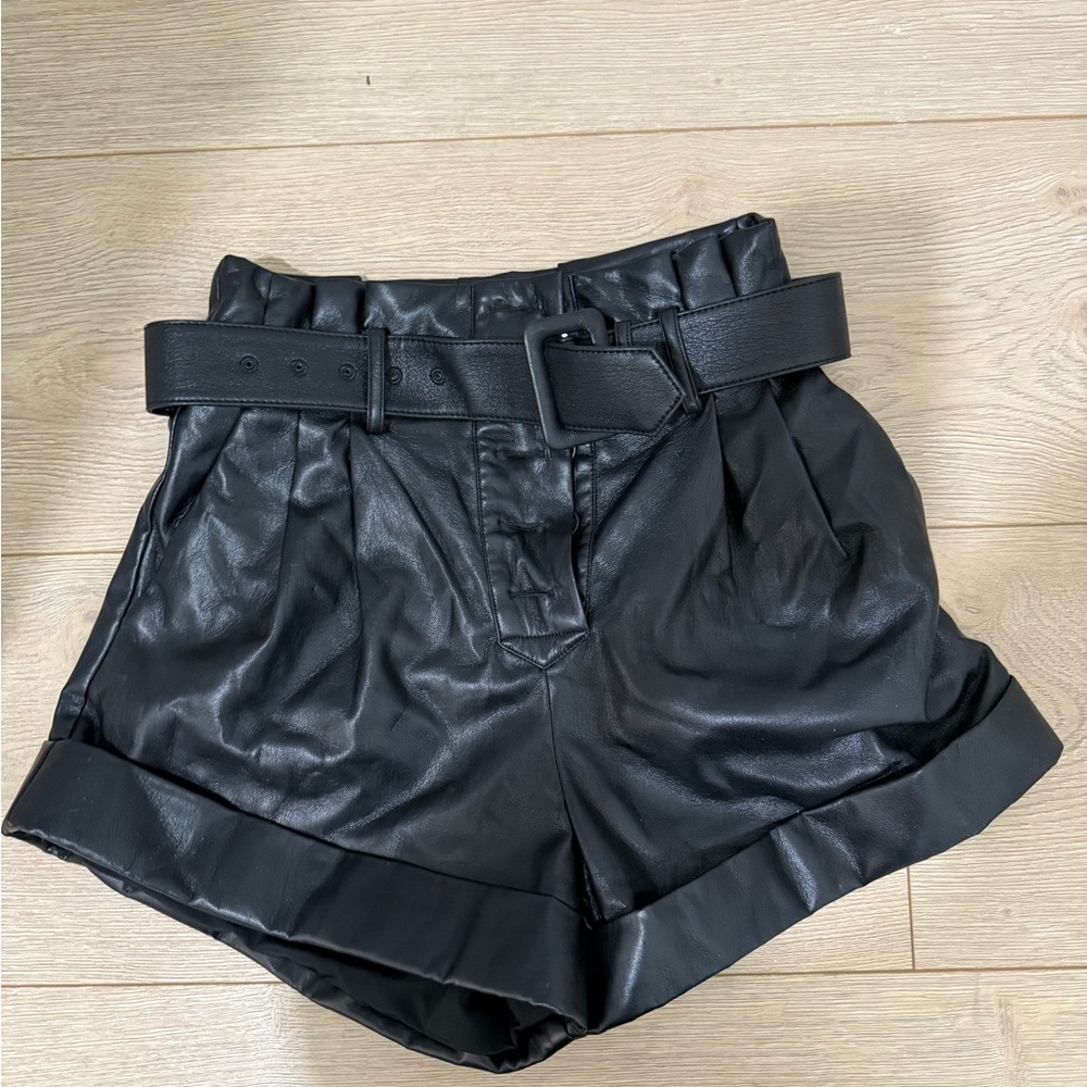 Self portrait leather shorts